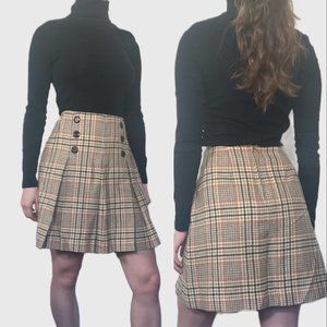 Vintage 70s Plaid Skirt, 1970s Wool Mini Skirt